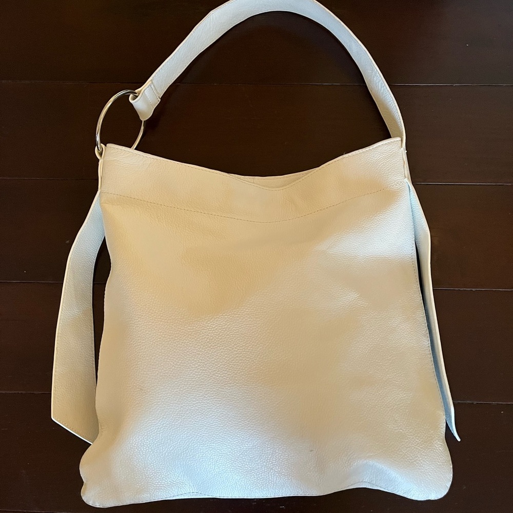 Zara Cream Leather Shoulder Bag Minimalist Design